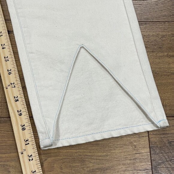 Triarchy Jeans Women 31 Ms Hart Petal Hem High Rise Straight Leg Denim Cream NWT - Picture 15 of 15